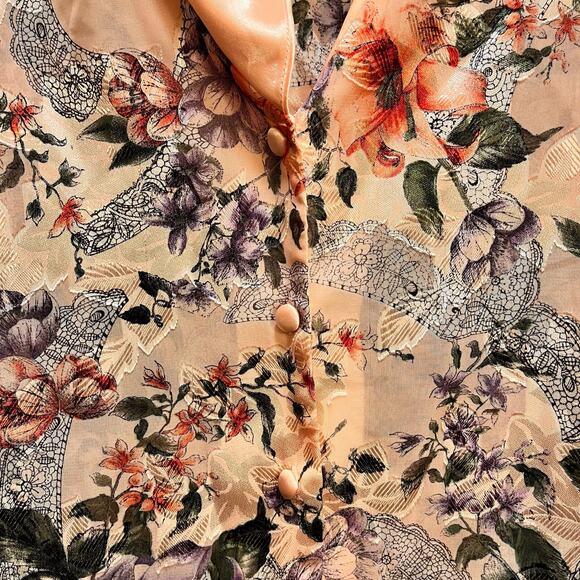 Vintage Victoria Secret Gold Label  Floral Pink Pajama Sleep Top - Picture 7 of 12